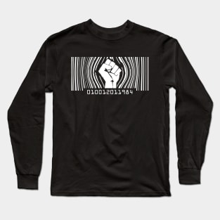 Raised Fist Barcode Long Sleeve T-Shirt